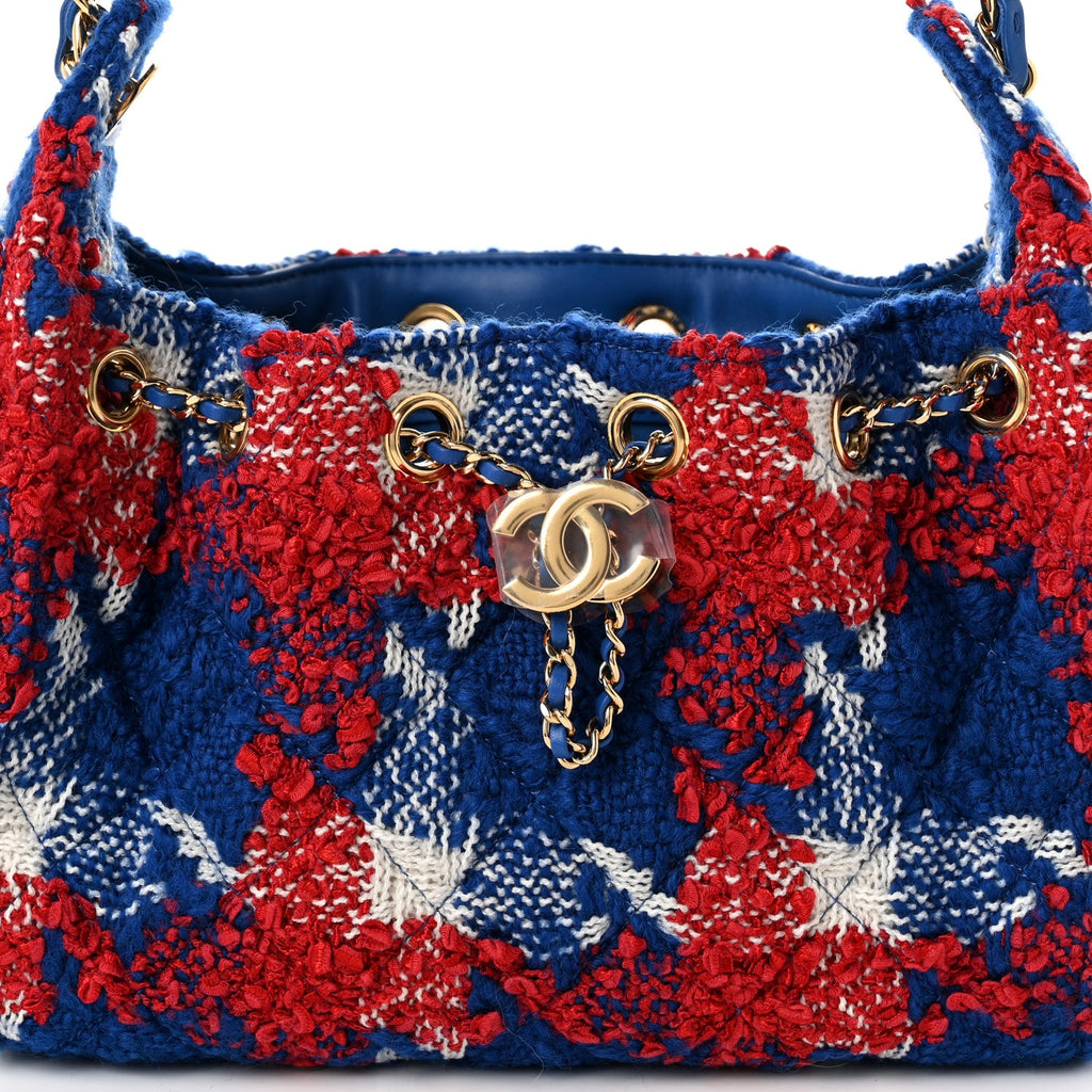 Tweed Quilted Mini Chanel 25 Handbag Red White Blue