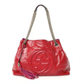 Vernice Naplack Medium Soho Chain Shoulder Bag Bright Bouganville Bright Bouganville