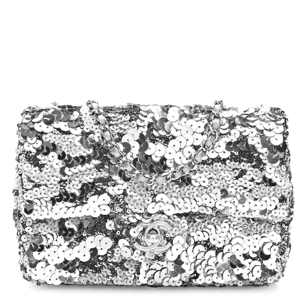 Sequin Mini Rectangular Flap Silver