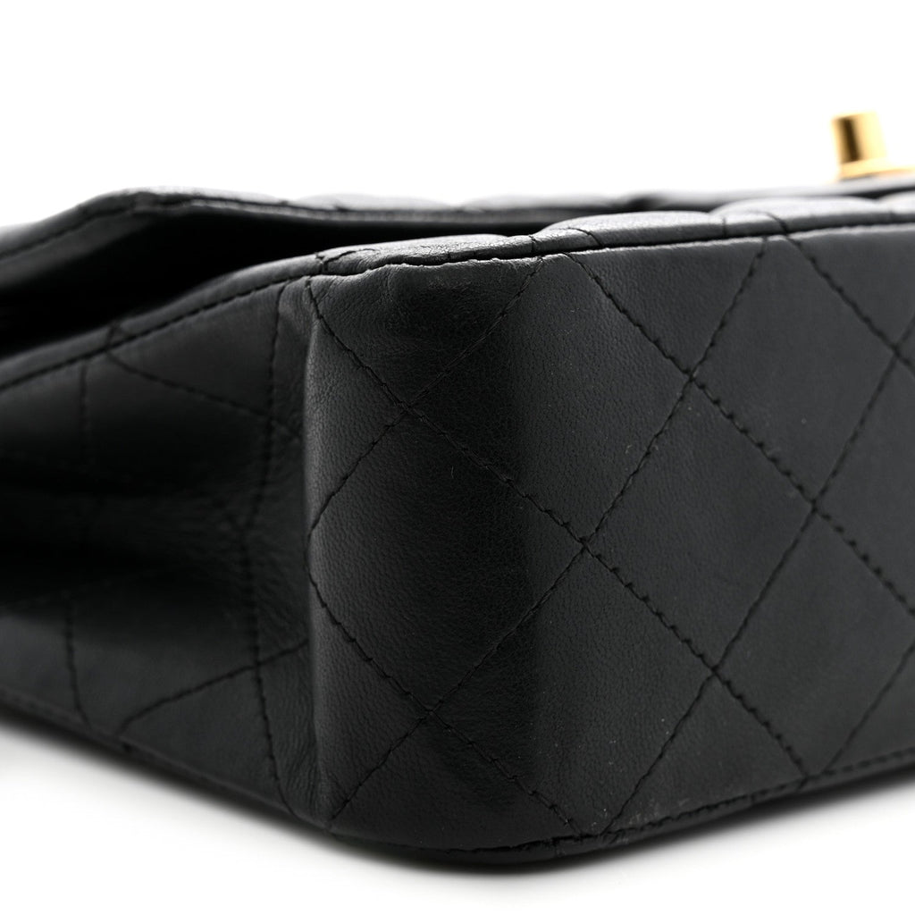 Lambskin Quilted Medium Double Flap Black