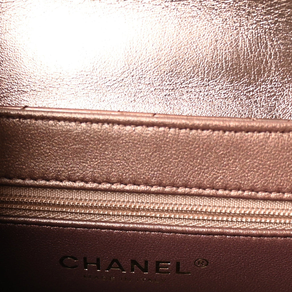 Metallic Aged Calfskin Quilted Nano Kelly Shopper Bronze
