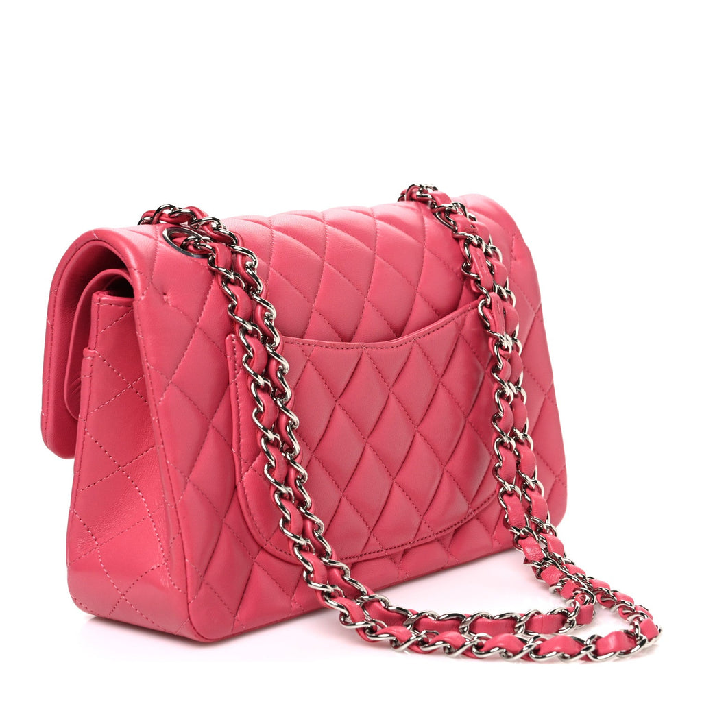 Lambskin Quilted Small Double Flap Pink