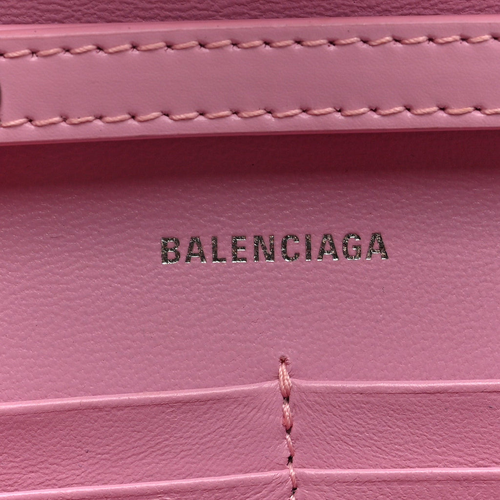Shiny Box Calfskin Tonal B Hourglass Chain Bag Candy Pink