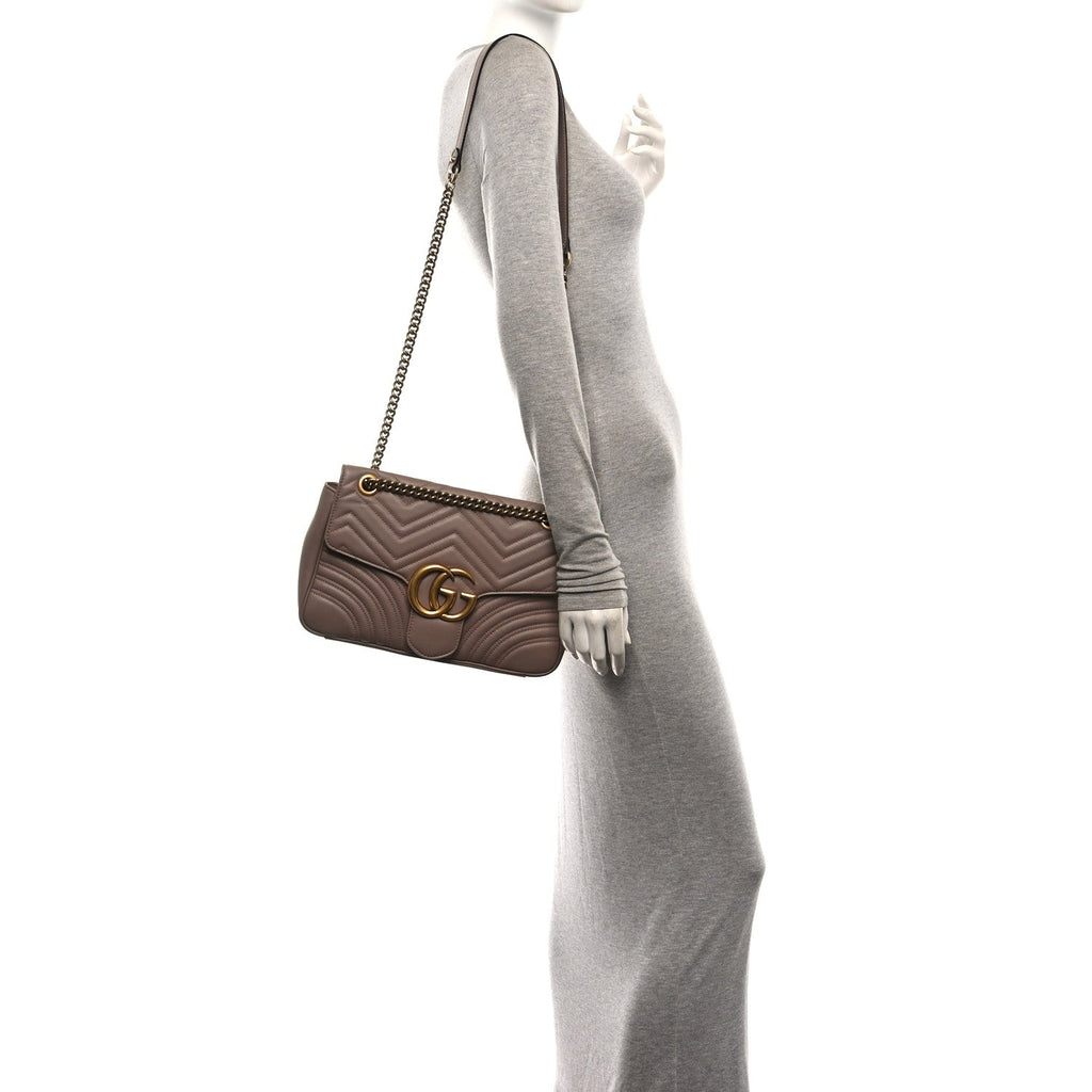 Calfskin Matelasse Medium GG Marmont Shoulder Bag Porcelain Rose
