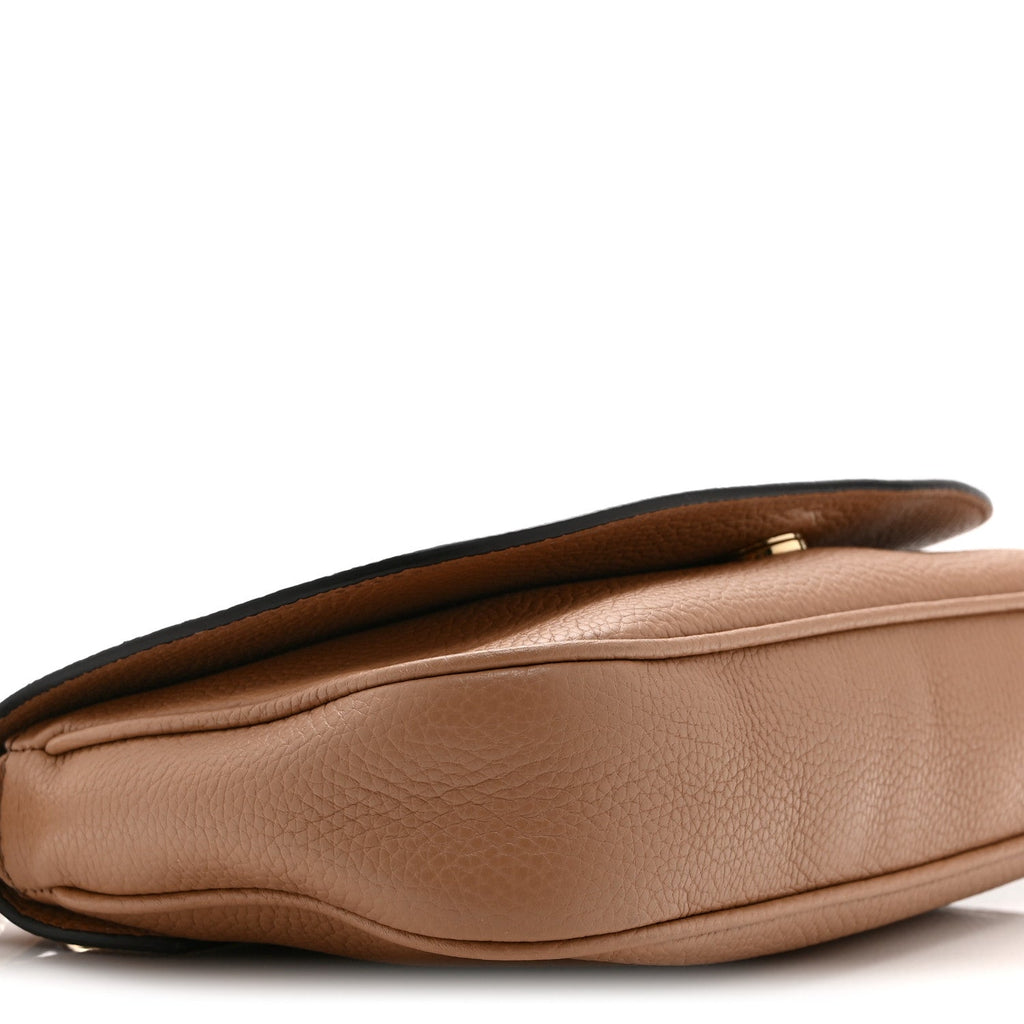 Pebbled Calfskin Medium Soho Flap Crossbody Camelia