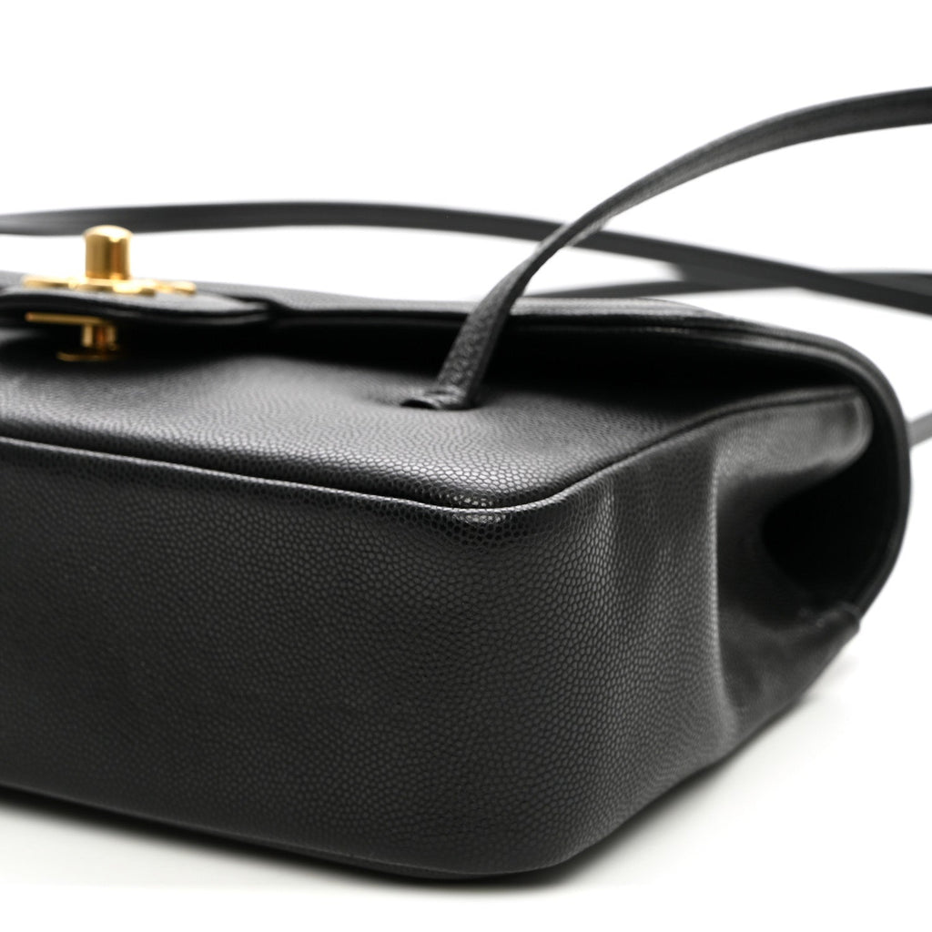 Shiny Caviar Preppy Coco Small Flap Black