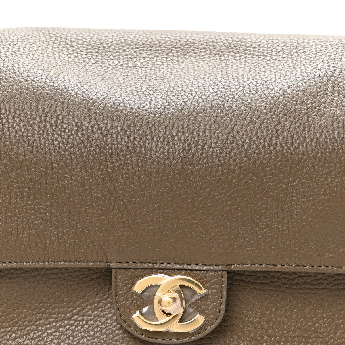 Grained Calfskin Small Souplissimo Maxi Flap Dark Khaki