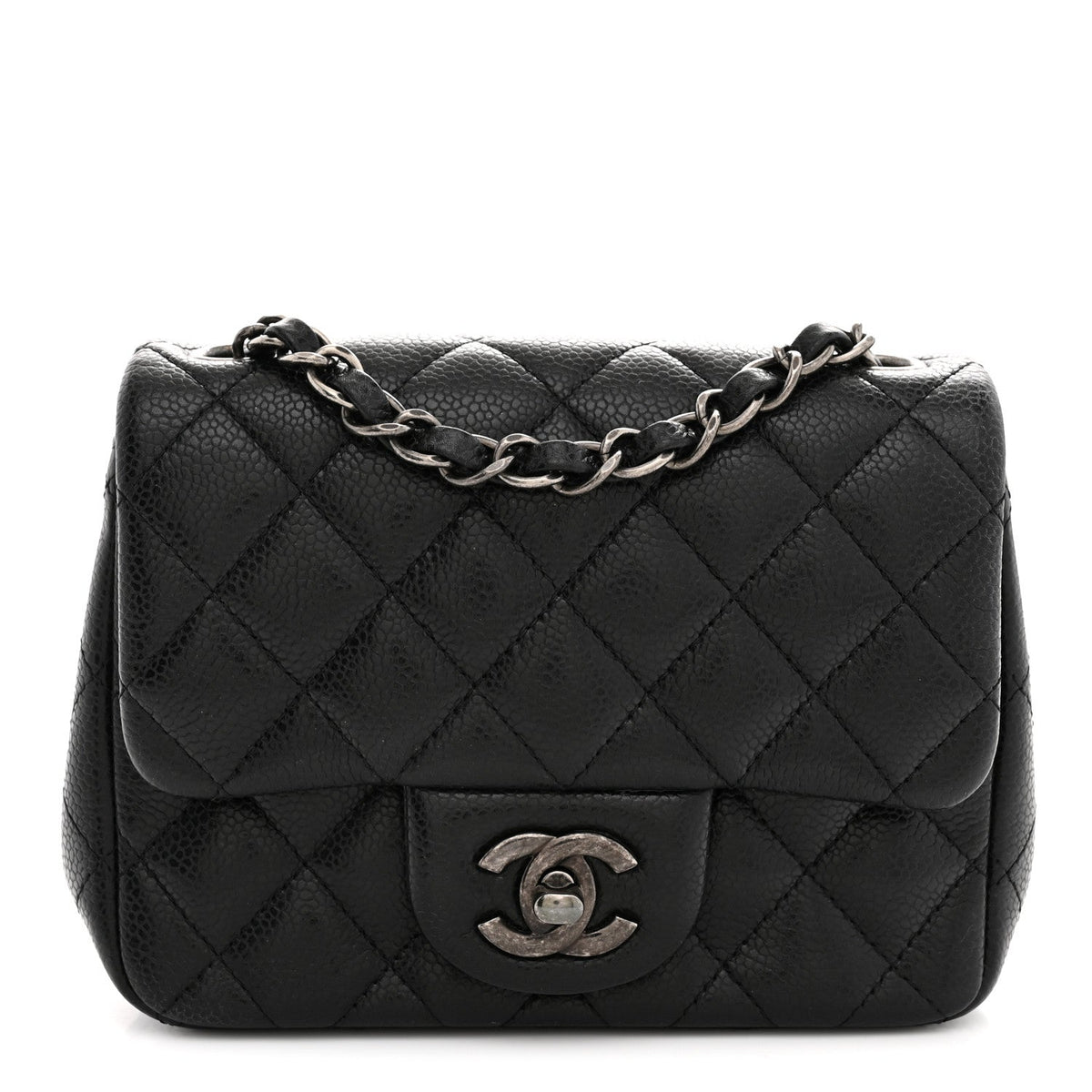 Caviar Quilted Mini Square Flap Black