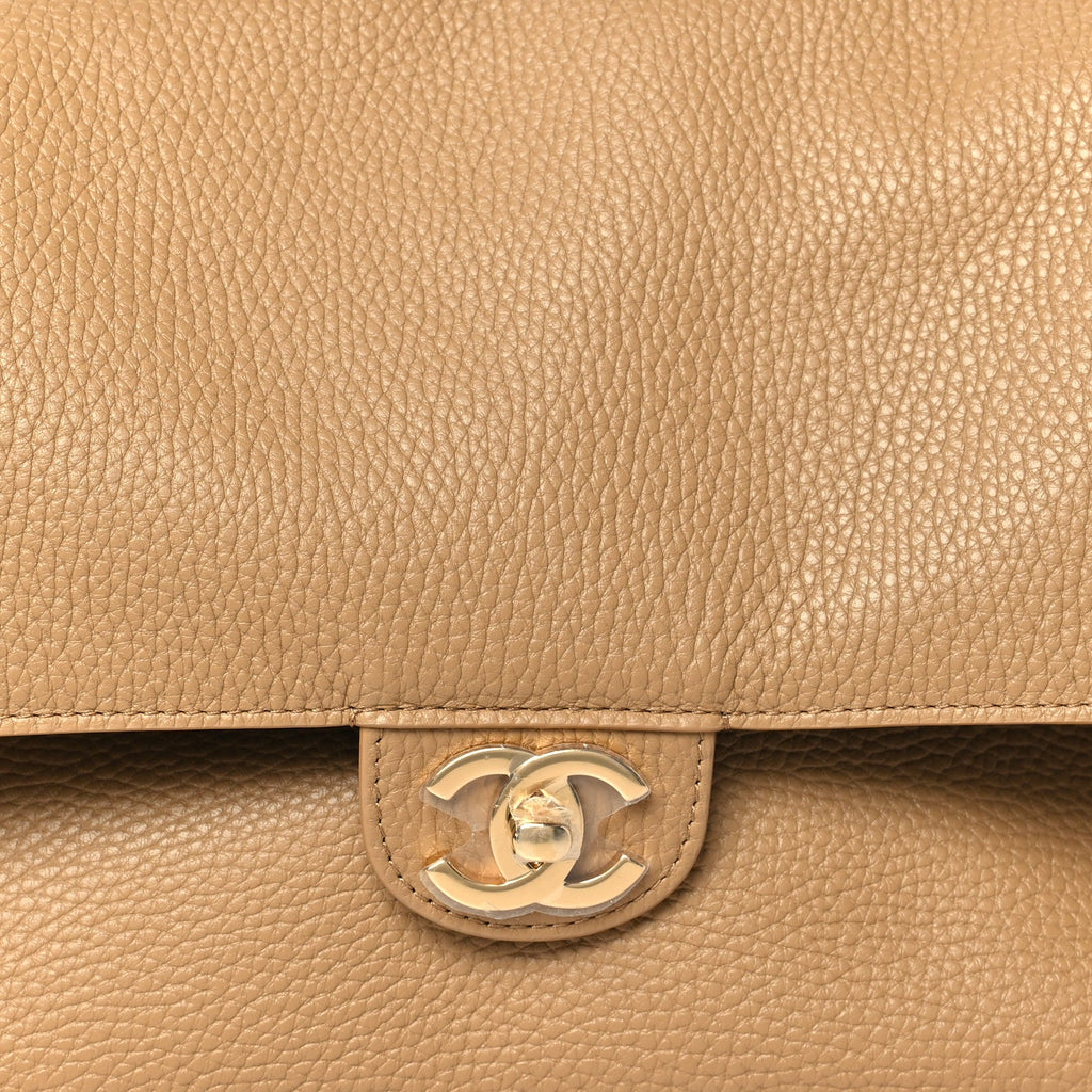 Grained Calfskin Small Souplissimo Maxi Flap Beige