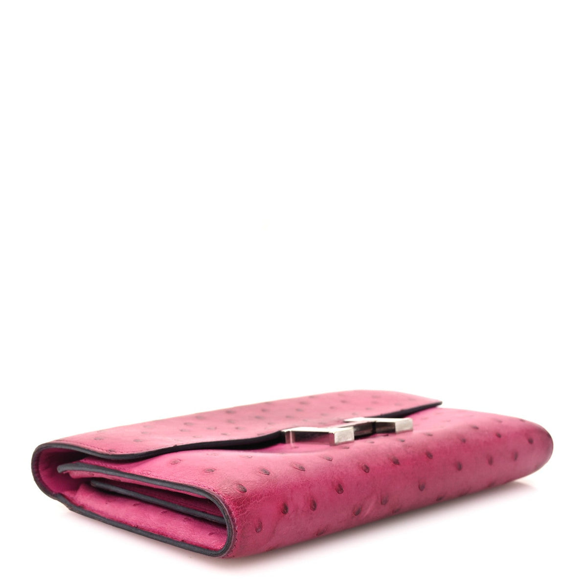 Ostrich Constance Long Wallet Rose Poupre