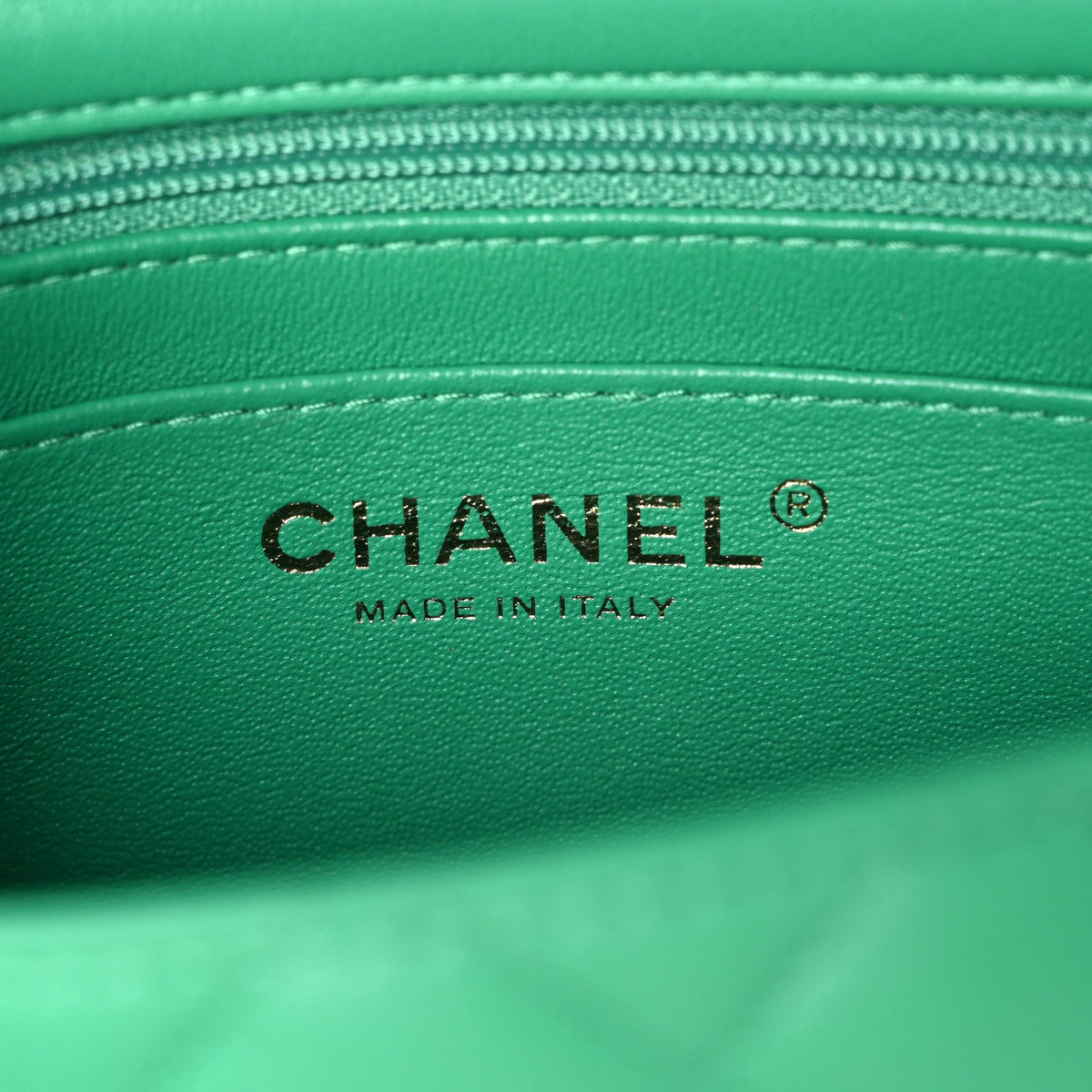 Lambskin Quilted Mini Square Flap Green
