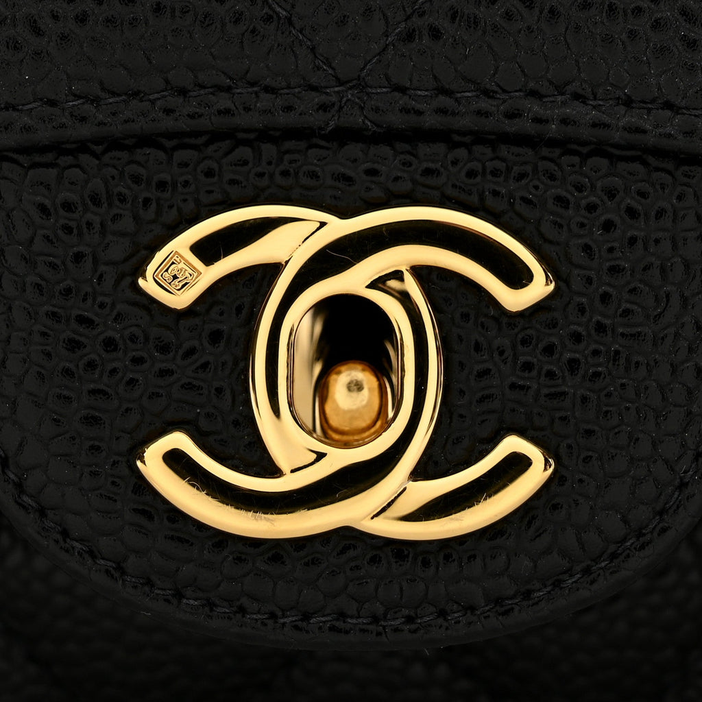 Caviar Quilted Small Double Flap Black