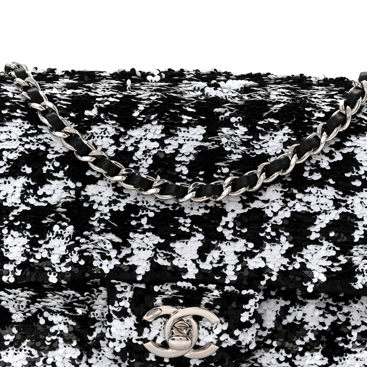 Sequin Houndstooth Small Flap Black White