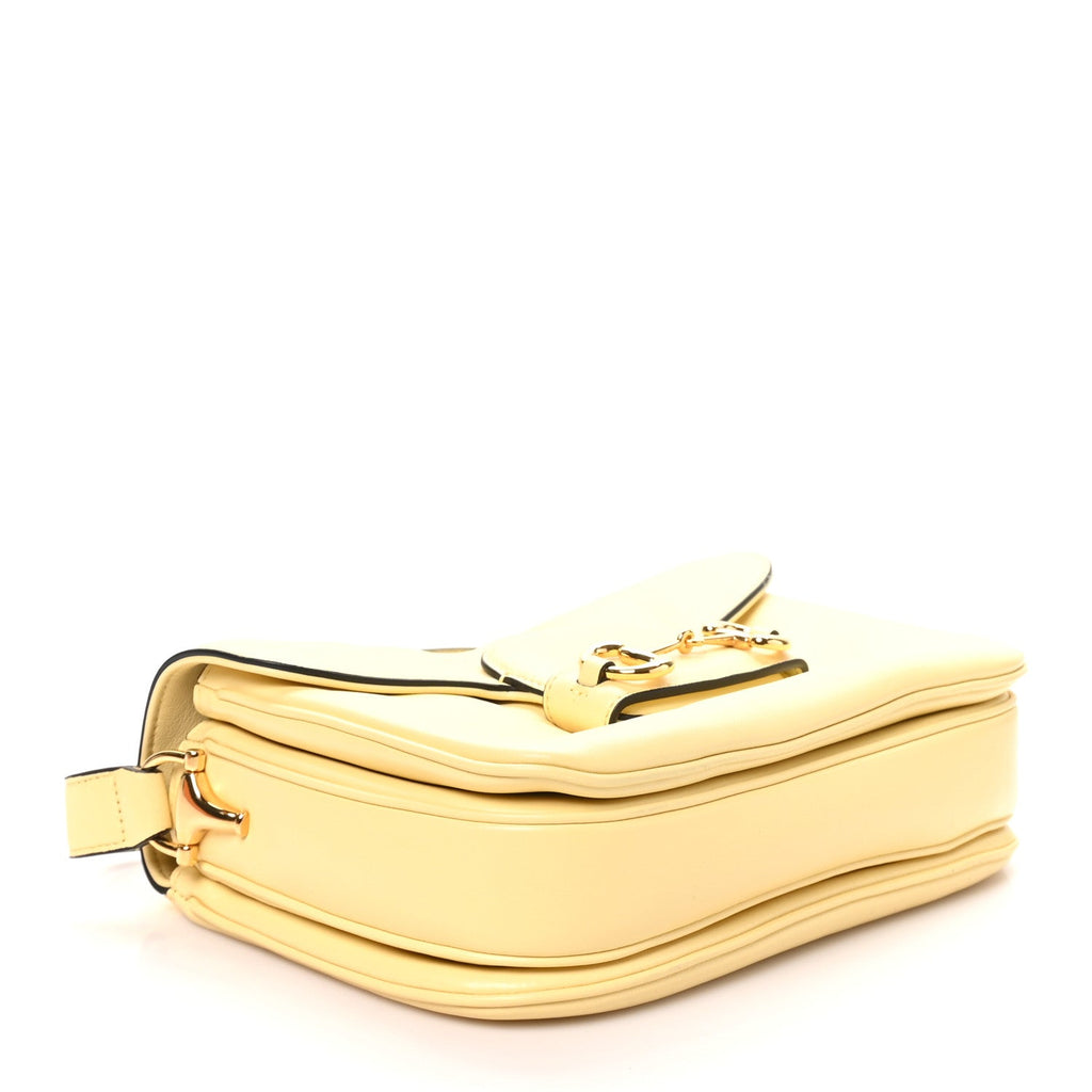 Calfskin Horsebit 1955 Aura Small Shoulder Bag Daylight Yellow