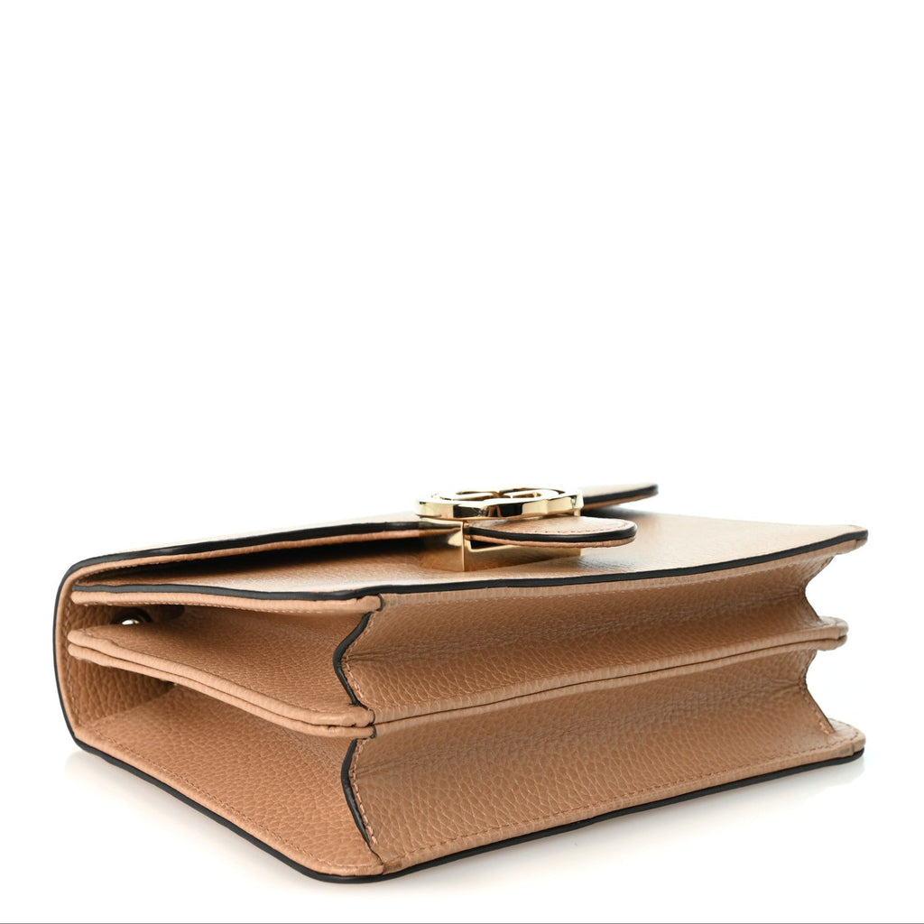 Dollar Calfskin Small Interlocking G Shoulder Bag Camelia