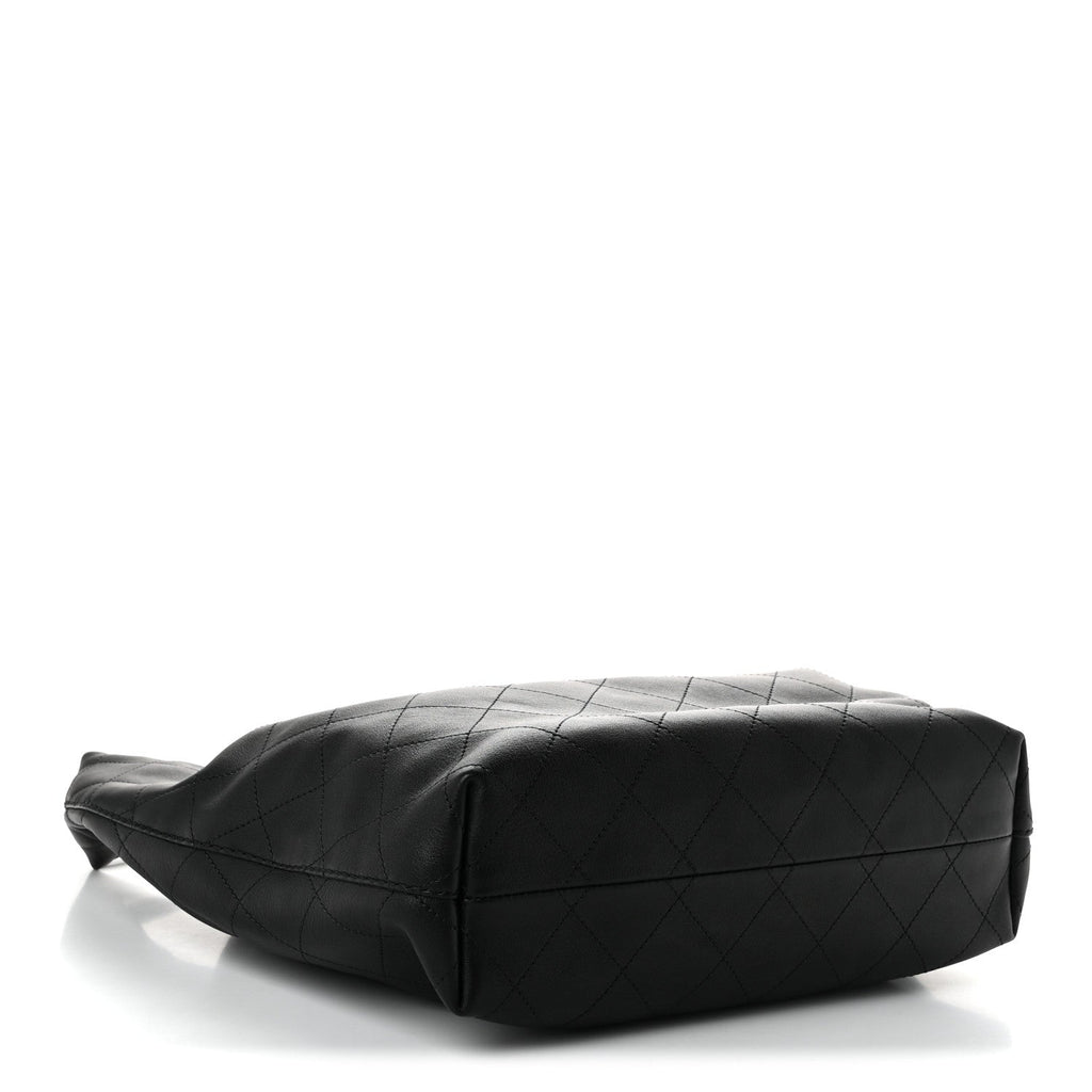 Calfskin Quilted Maxi Hobo Black