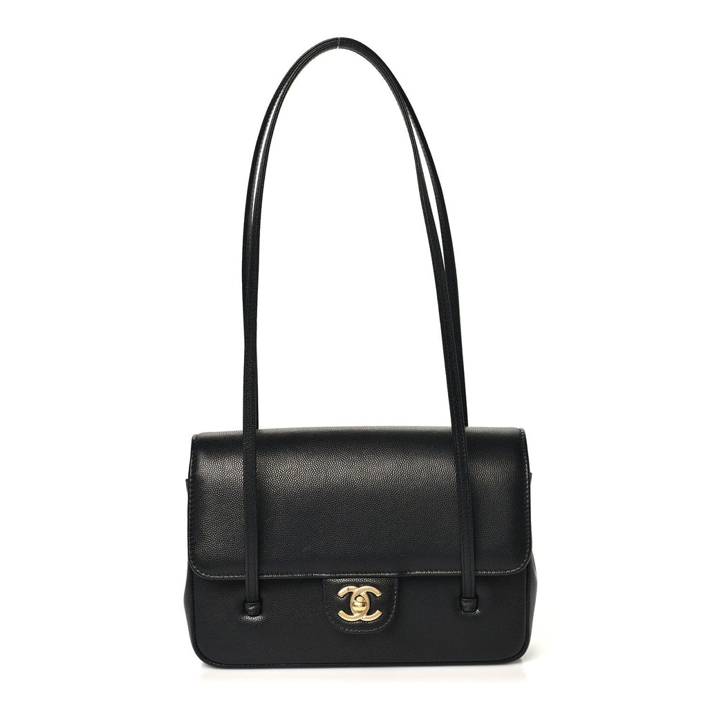 Shiny Caviar Preppy Coco Small Flap Black