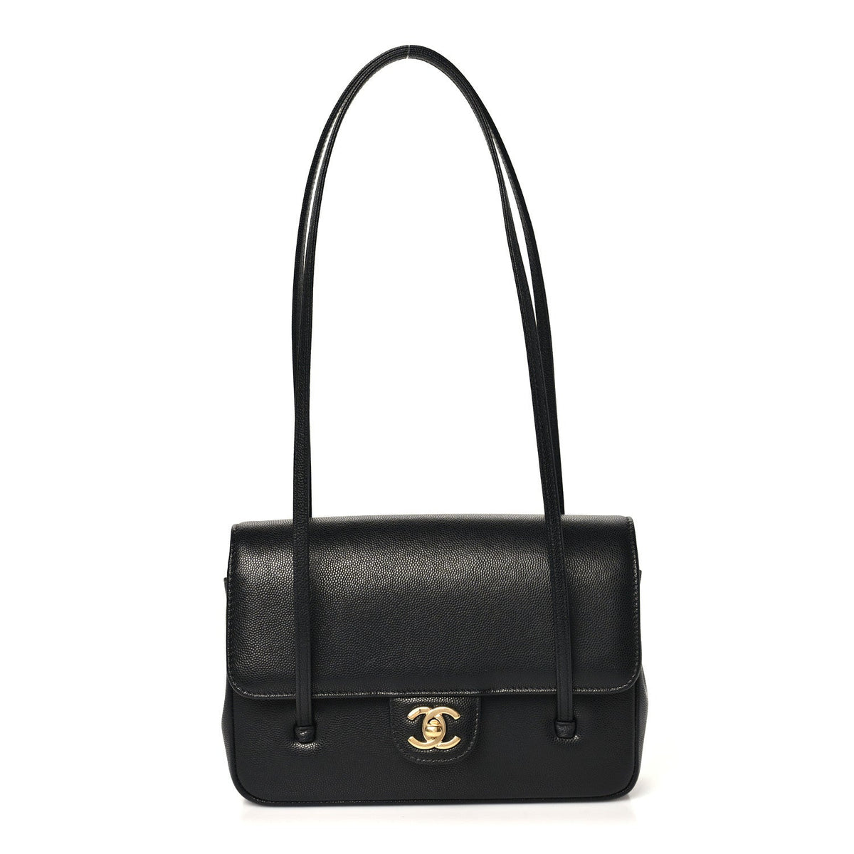 Shiny Caviar Preppy Coco Small Flap Black