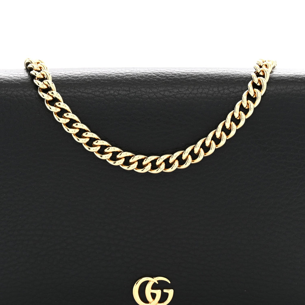Calfskin Mini GG Marmont Chain Wallet Black