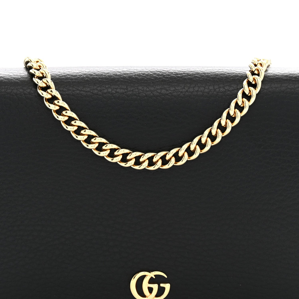 Calfskin Mini GG Marmont Chain Wallet Black