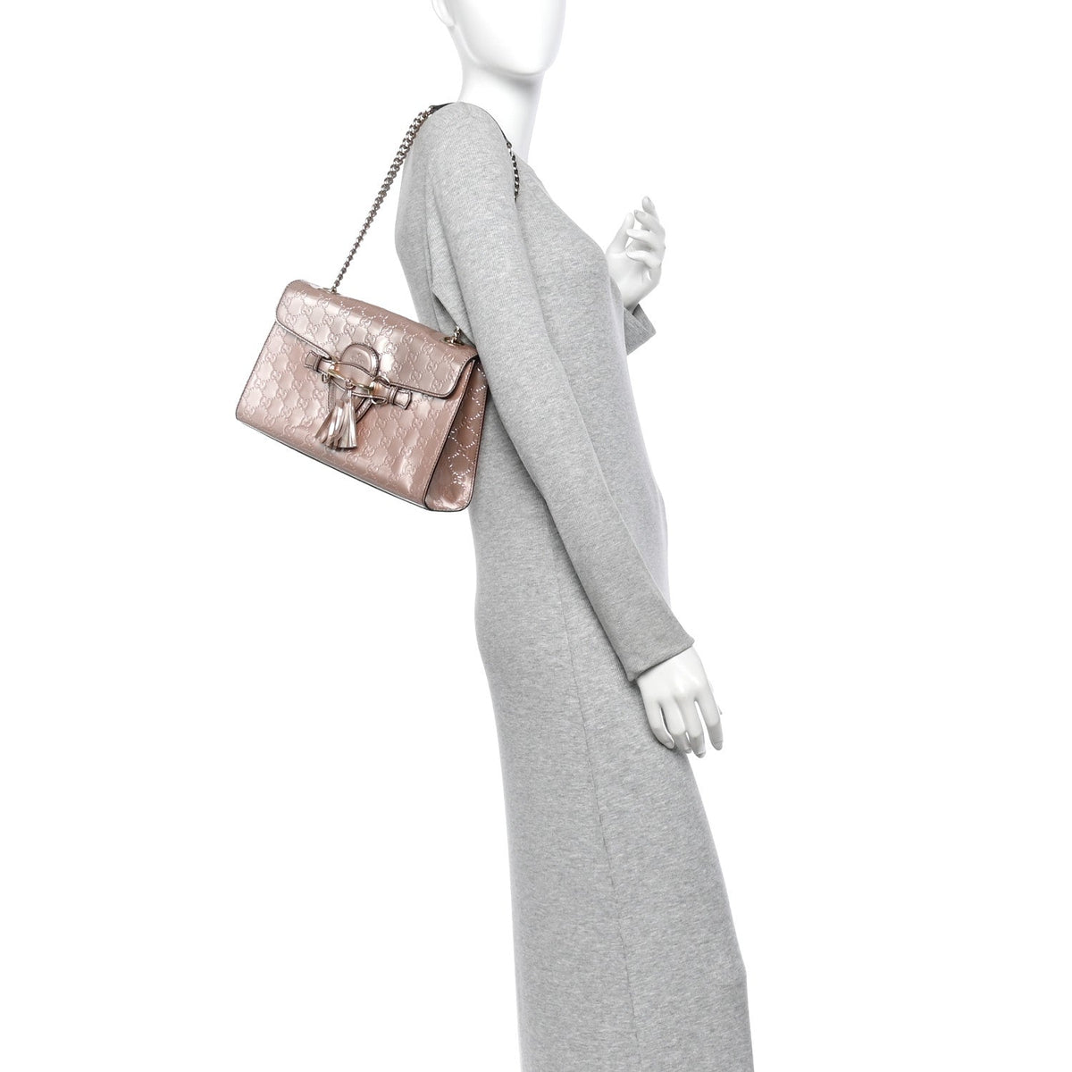 Shine Guccissima Medium Emily Chain Shoulder Bag Dark Cipria