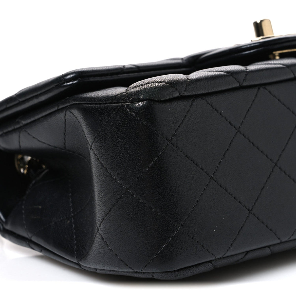 Lambskin Quilted Mini Rectangular Flap Black