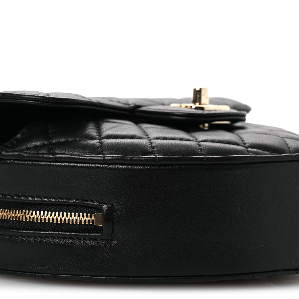 Lambskin Quilted Large CC In Love Heart Bag Black