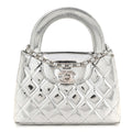 Mirror Calfskin Metallic Calfskin Quilted Nano Kelly Shopper Silvery
