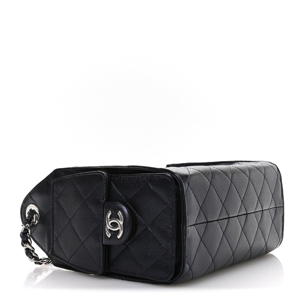 Metallic Caviar Quilted Mini Chanel 25 Handbag Dark Blue
