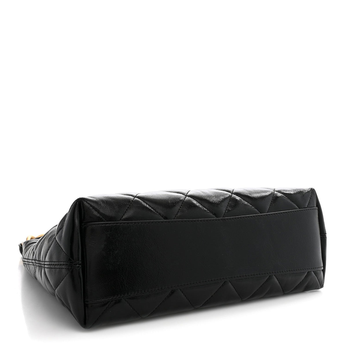 Shiny Crumpled Lambskin Quilted CC Funky Town Hobo Black