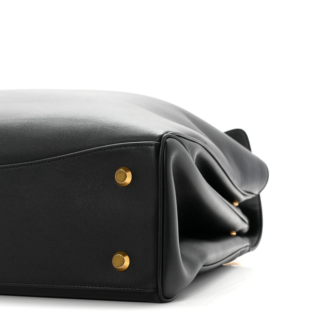 Smooth Calfskin Large Rodeo Top Handle Handbag Black