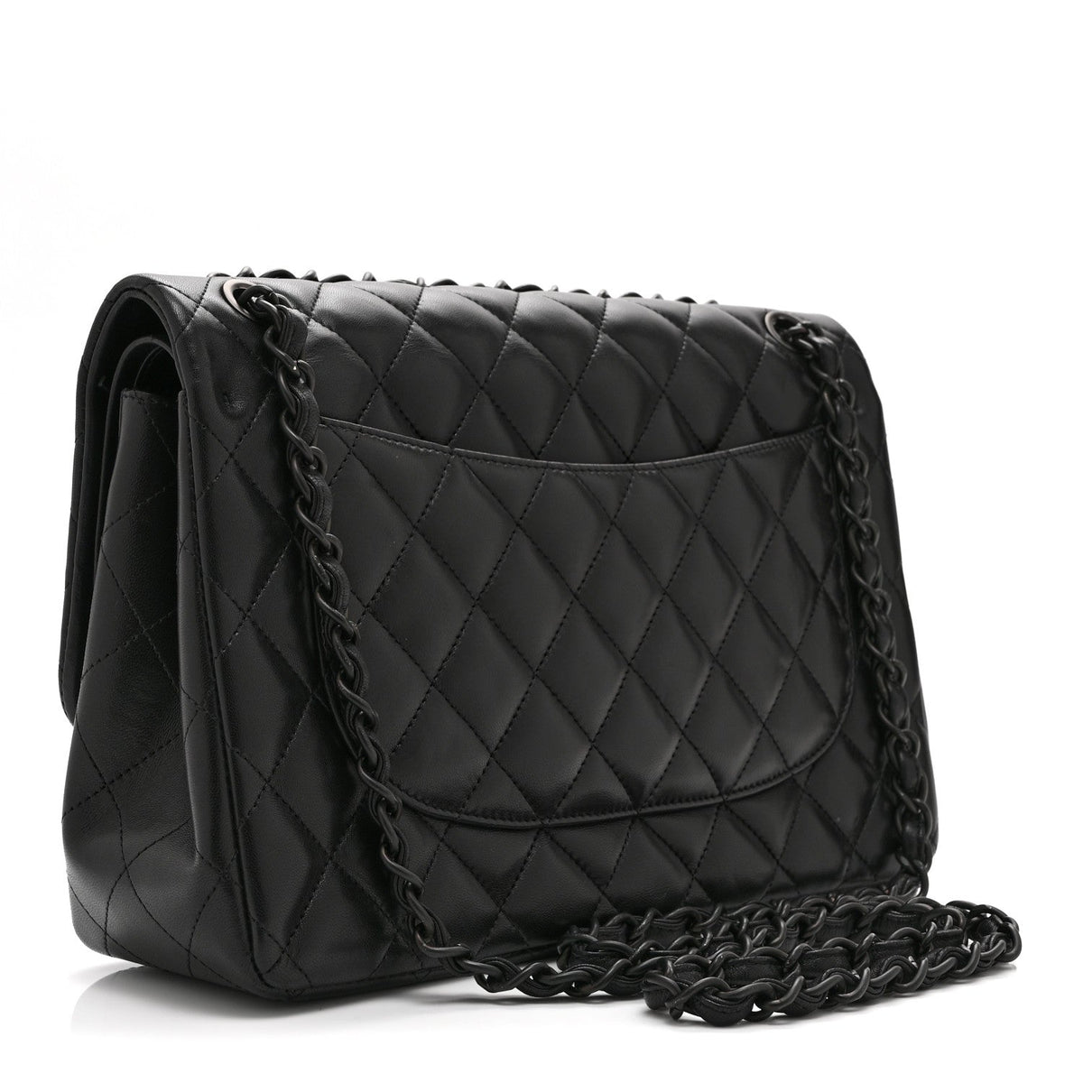 Lambskin Quilted Jumbo Double Flap So Black