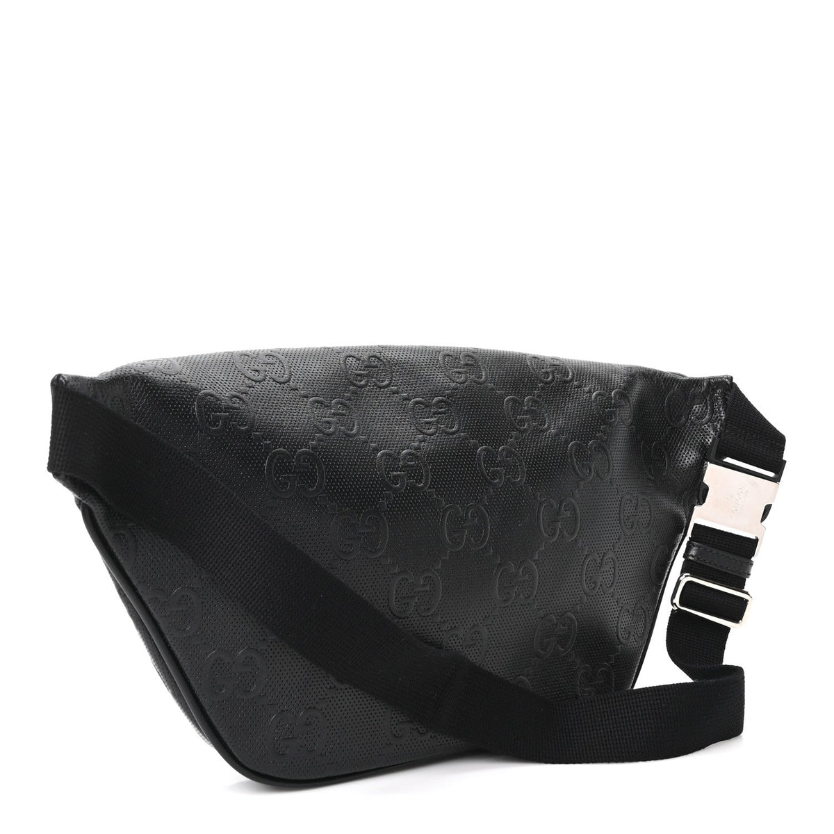 Calfskin GG Tennis Embossed Pocket Belt Bag Black
