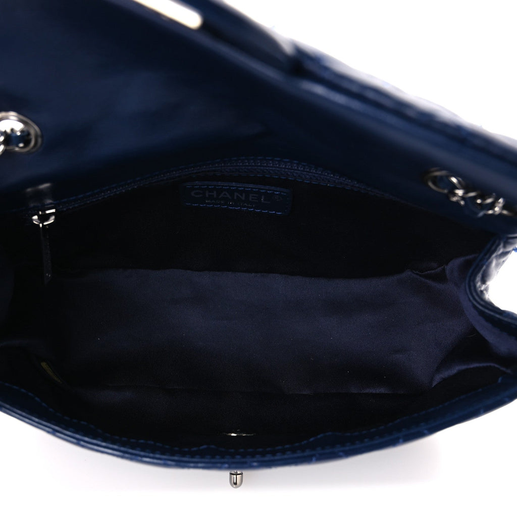 Lambskin Quilted Strass Flap Dark Blue