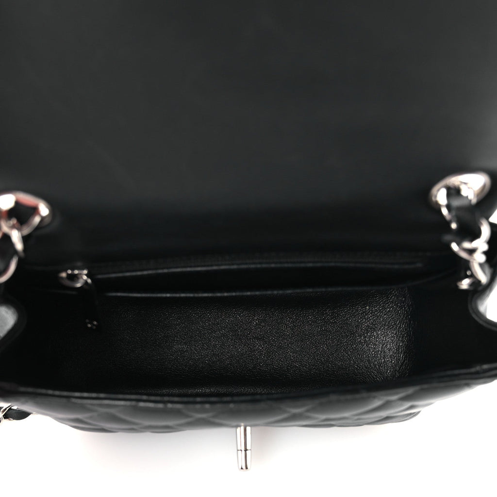Lambskin Quilted Mini Square Flap Black