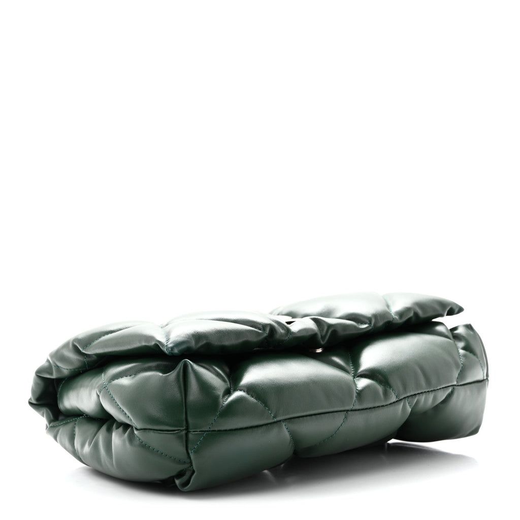 Nappa Calfskin Quilted Touch B Puffy Clutch Forest Green