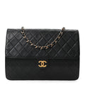 Lambskin Quilted Medium Single Flap Black
