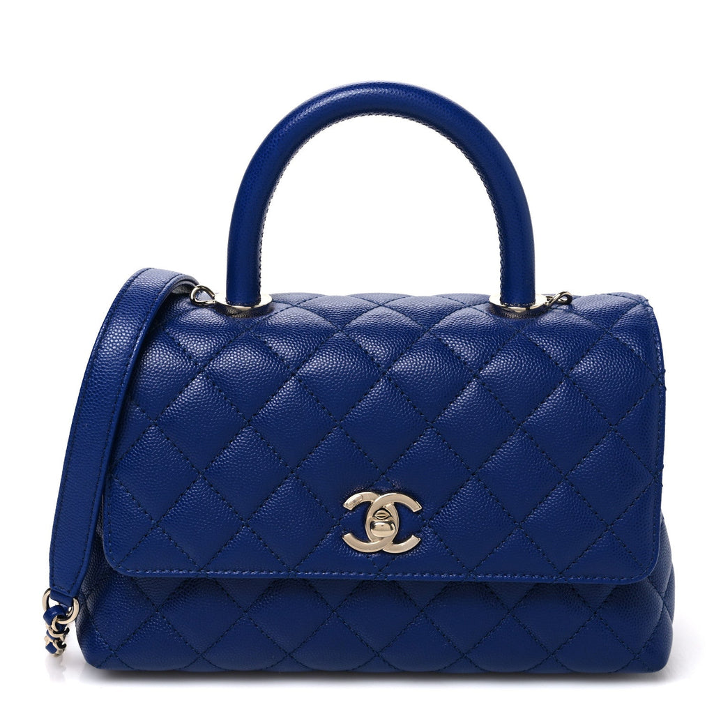 Caviar Quilted Mini Coco Handle Flap Blue