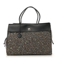 Tweed Calfskin Urban Essentials Large Shopping Bag Black Multicolor