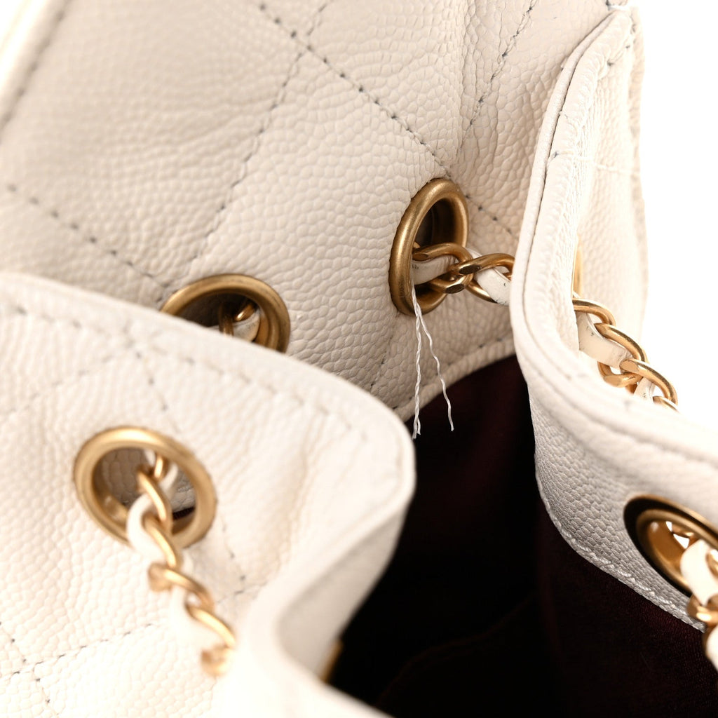 Caviar Quilted Mini Chanel 25 Handbag White
