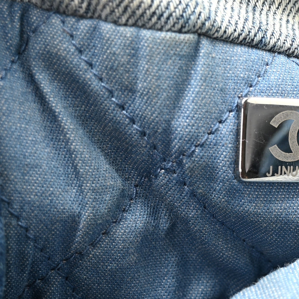 Denim Quilted Small Chanel 22 Blue