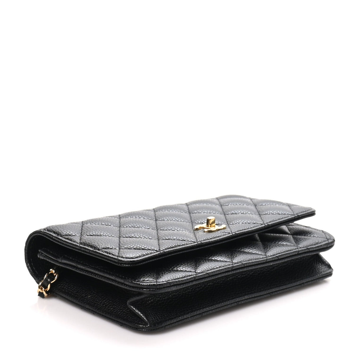 Caviar Quilted CC Turnlock Wallet On Chain WOC Black
