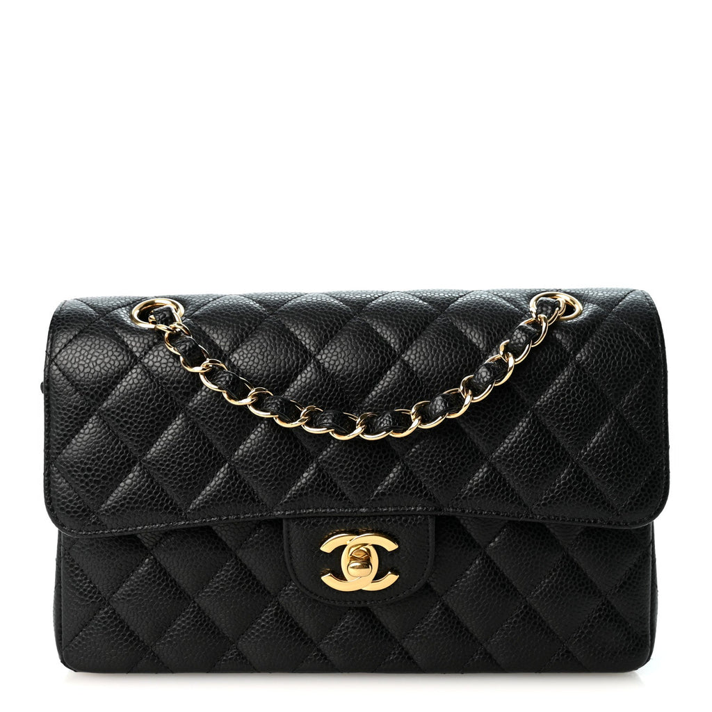 Caviar Quilted Small Double Flap Black