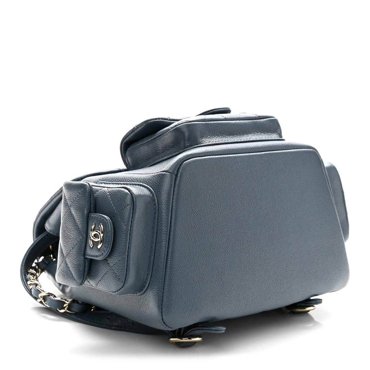 Shiny Caviar Quilted Small Cargo Duma Backpack Blue