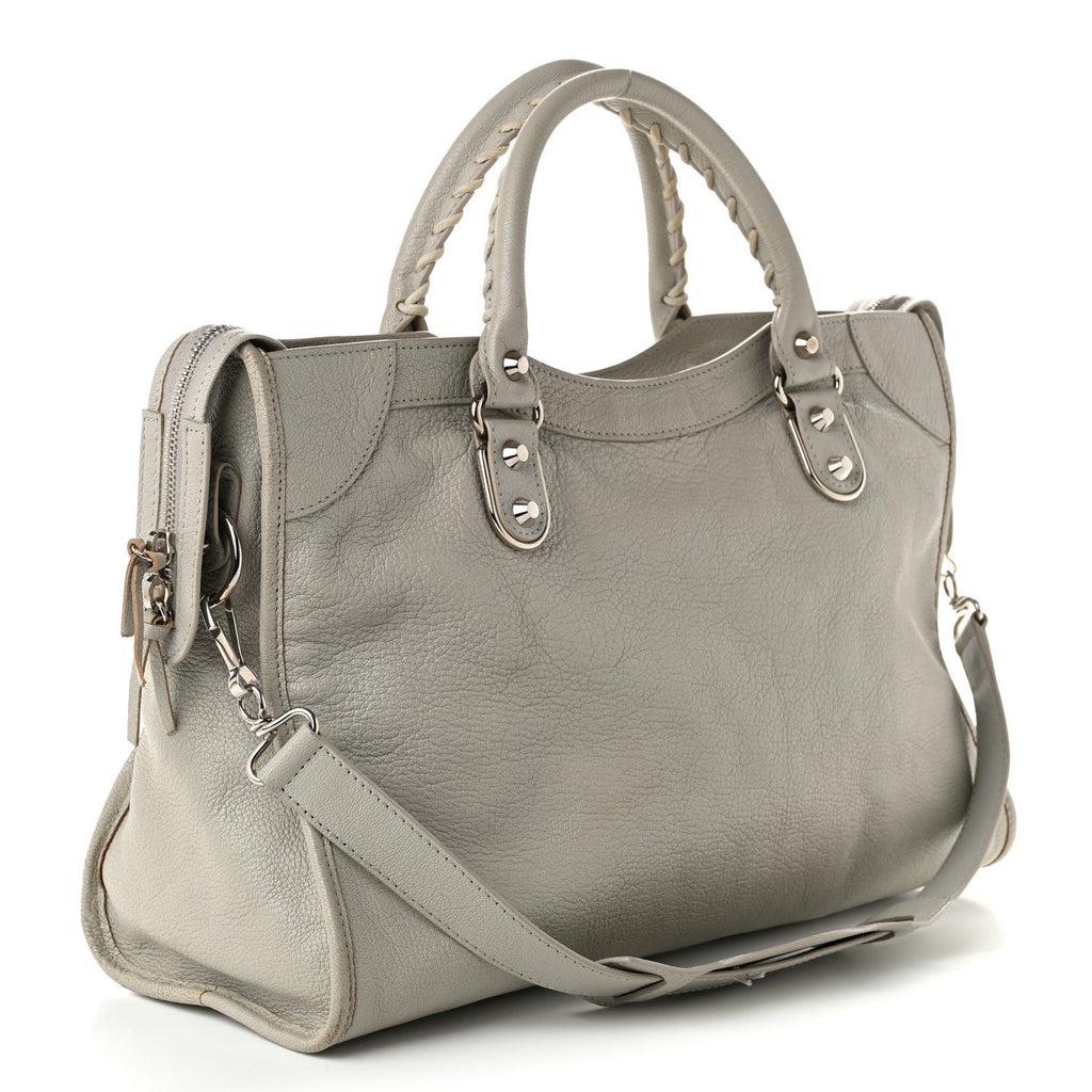 Chevre Silver Metallic Edge Hardware City Gris Glace