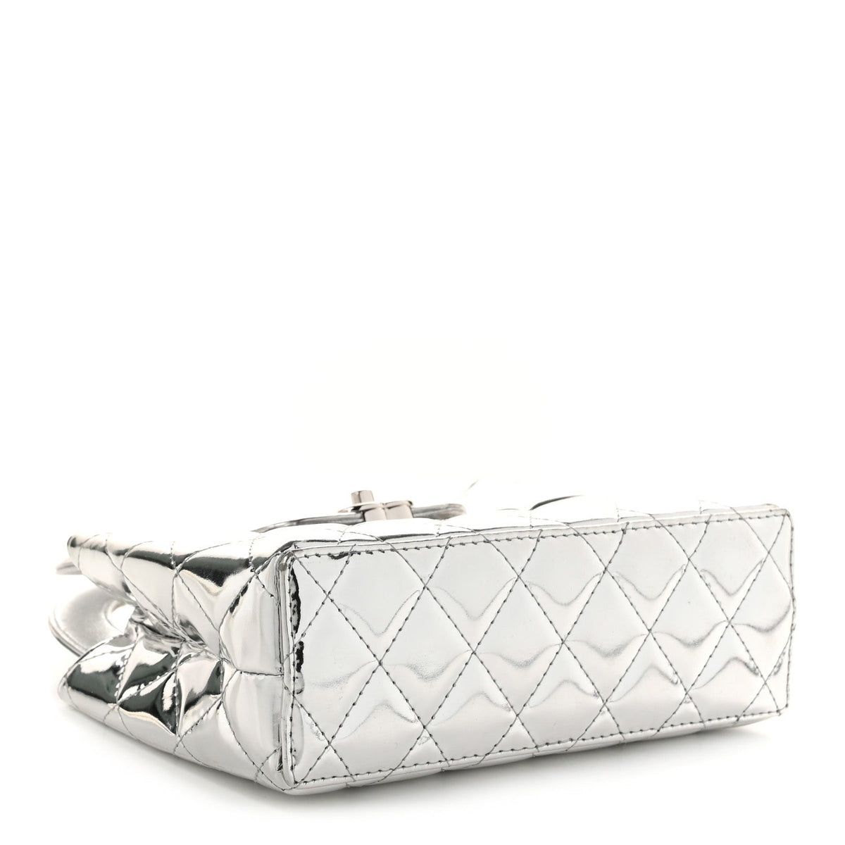 Mirror Calfskin Metallic Calfskin Quilted Nano Kelly Shopper Silvery