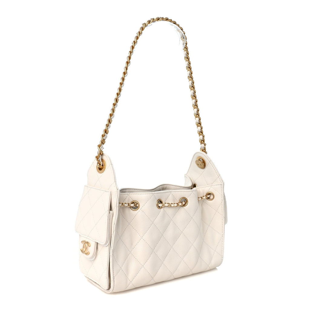 Caviar Quilted Mini Chanel 25 Handbag White