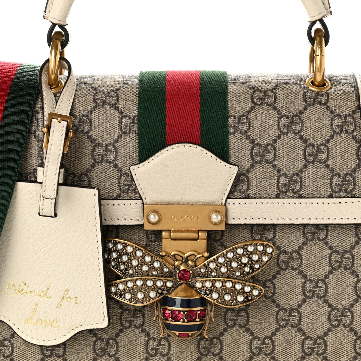 GG Supreme Monogram Small Queen Margaret Top Handle Bag White