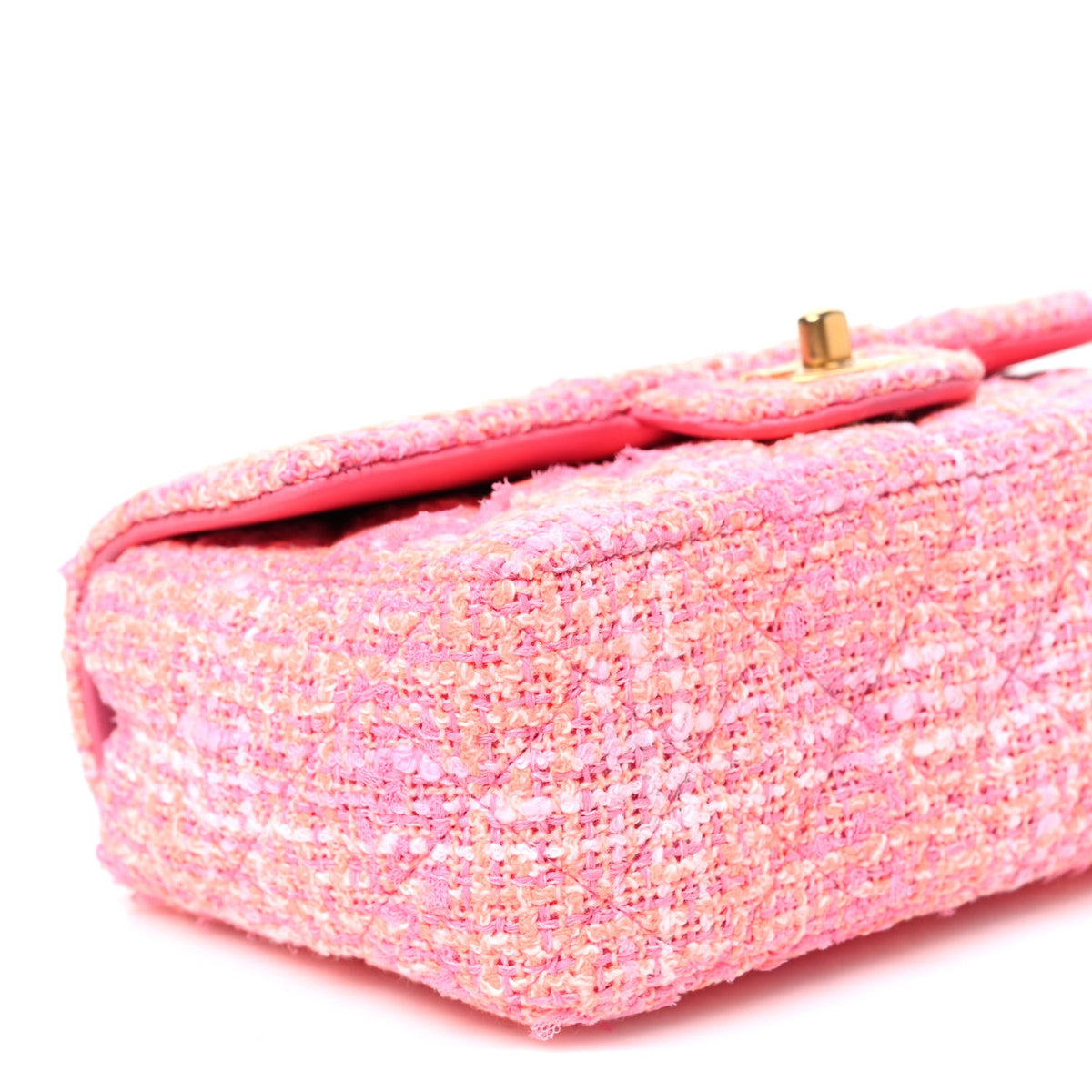 Tweed Quilted Mini Rectangular Flap Pink Orange White
