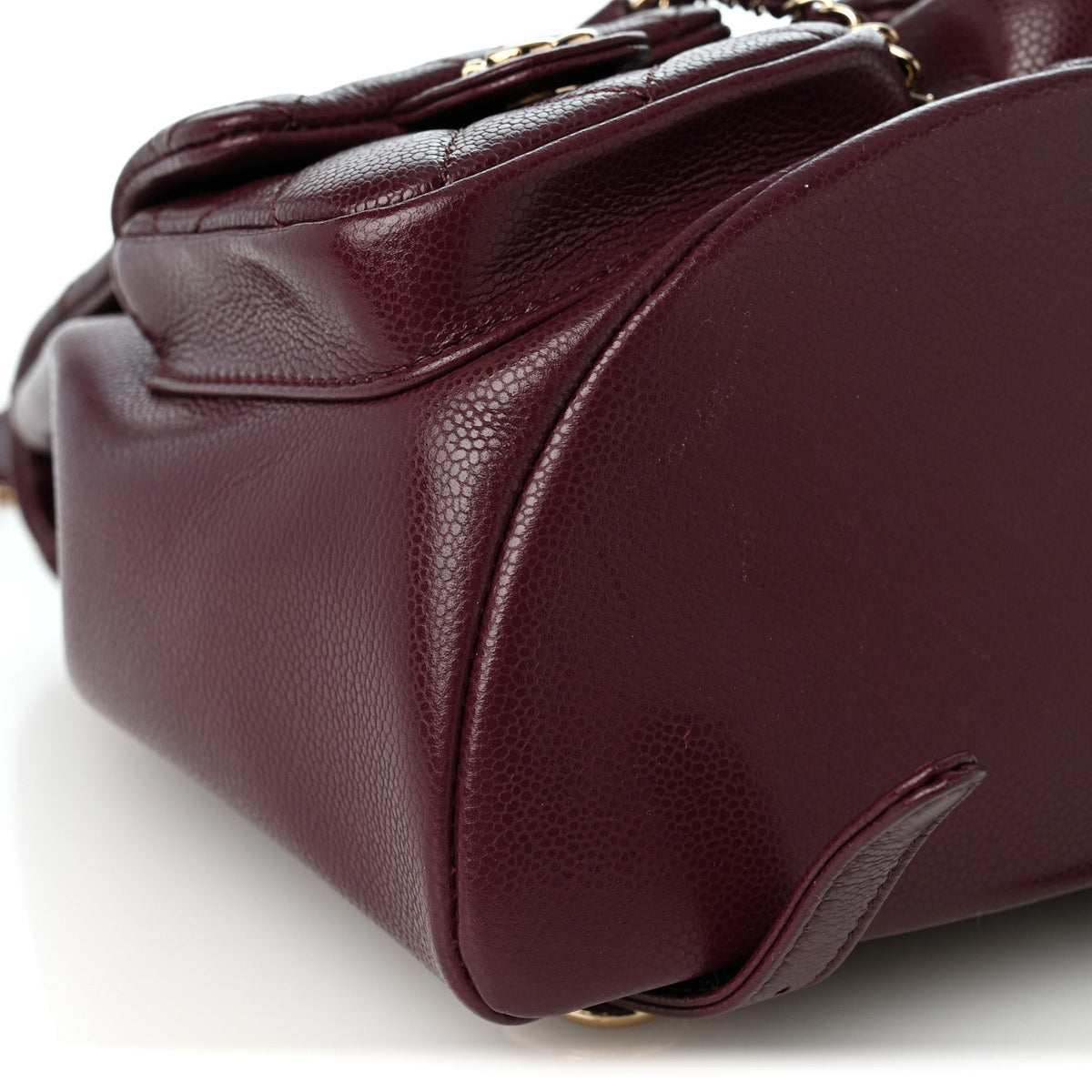 Shiny Caviar Quilted Medium Duma Pockets Drawstring Backpack Dark Burgundy